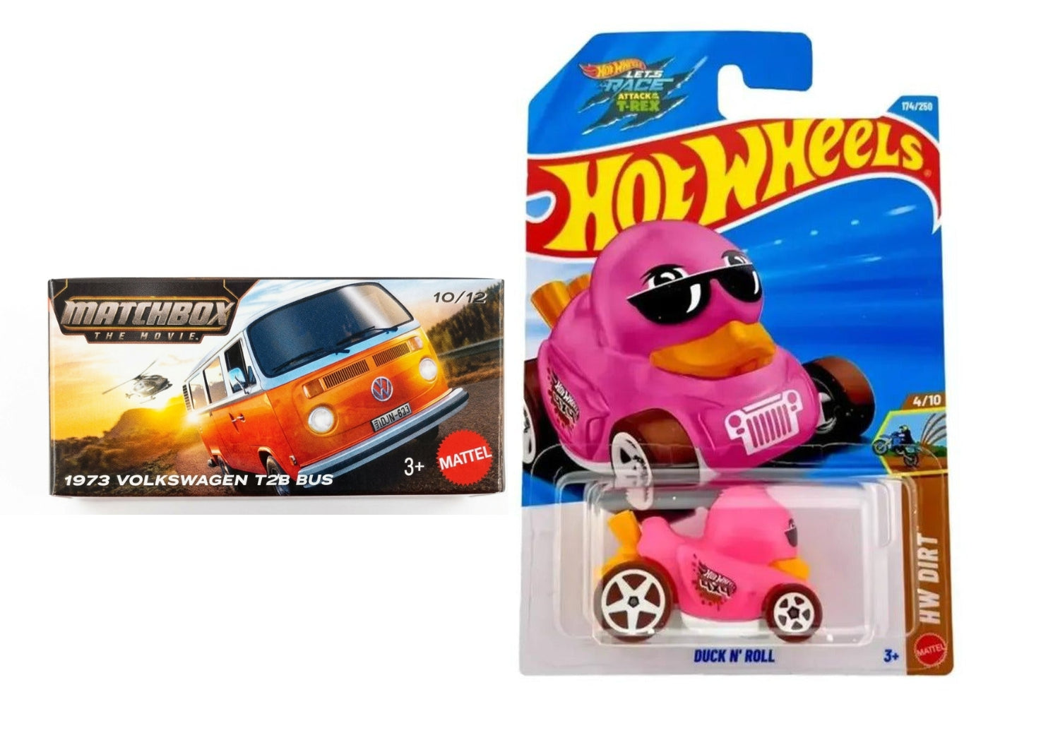 Matchbox 1973 Volkswagen T2B Bus and Hot Wheels Duck 'N Roll
