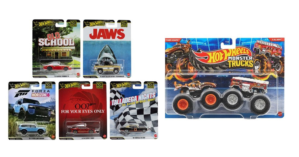 Hot Wheels 2026 Premium Pop Culture and HW  Monster Trucks Demolition Doubles