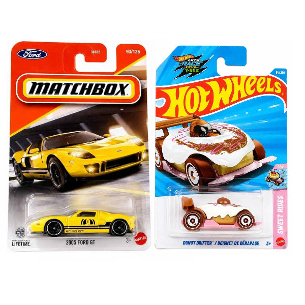 Matchbox 2005 Ford GT and Hot Wheels Donut Drifter