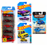 Hot Wheels Ferrari 5 Car Pack, Datsun 620, Tooned Volkswagen Golf MK1 and Matchbox MBX Rescue Helicopter