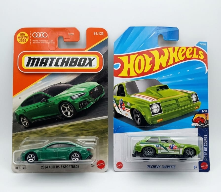 Matchbox 2024 Audi RS 5 Sportback and Hot Wheels '76 Chevy Chevette