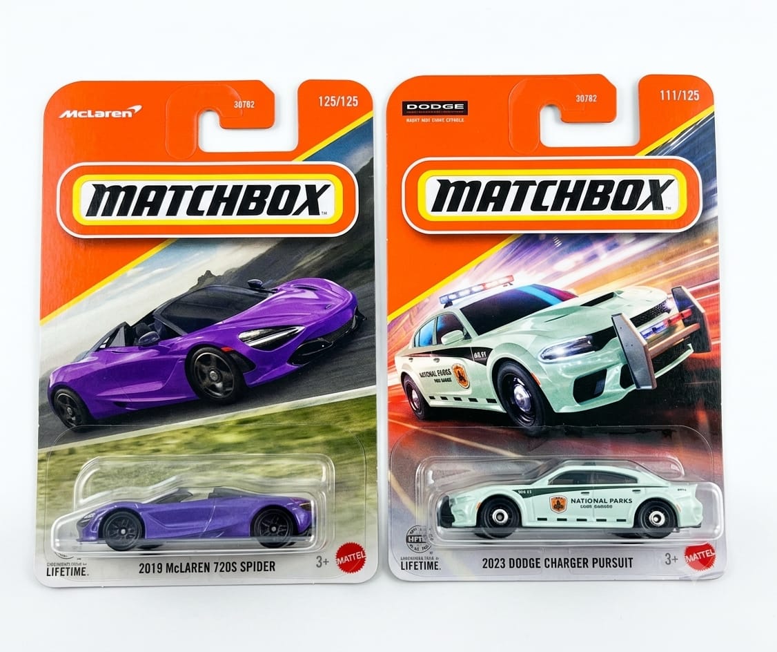 Matchbox 2019 McLaren 720S Spider and 2023 Dodge Charger Pursuit