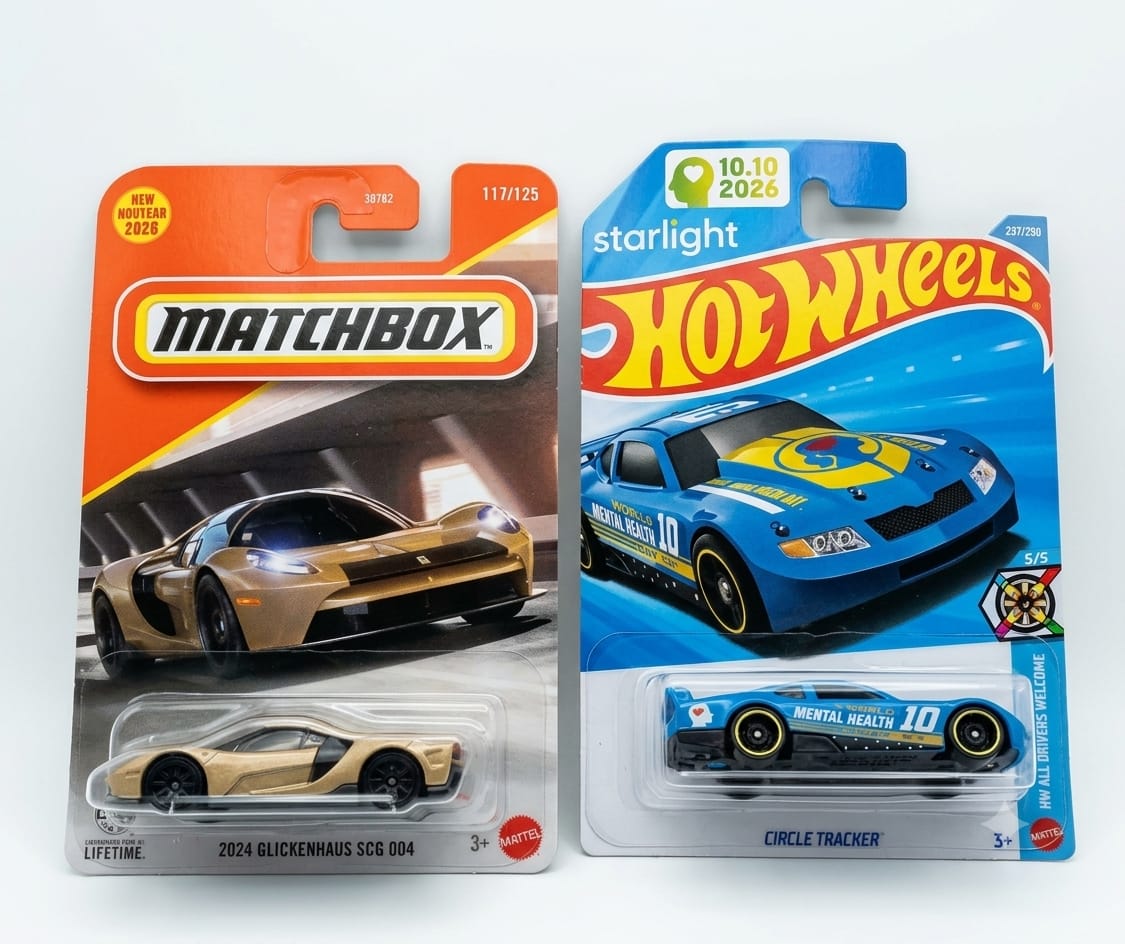 Matchbox 2024 Glickenhaus SCG 004 and Hot Wheels Circle Tracker