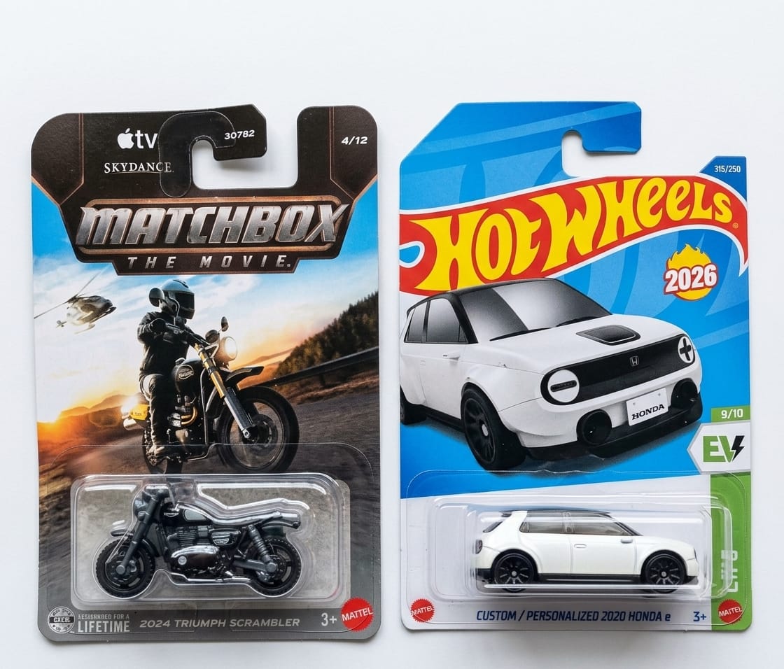 Matchbox The Movie 2024 Triumph Scrambler And Hot Wheels 2020 Honda e