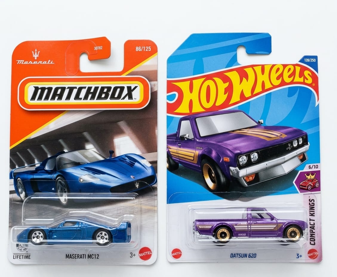 Matchbox Maserati MC 12 and Hot Wheels Datsun 620
