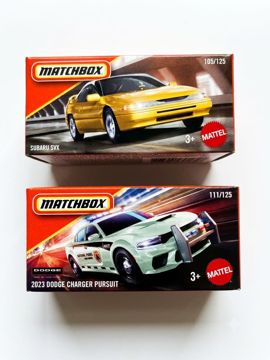 Matchbox Subaru SVX And 2023 Dodge Charger Persuit