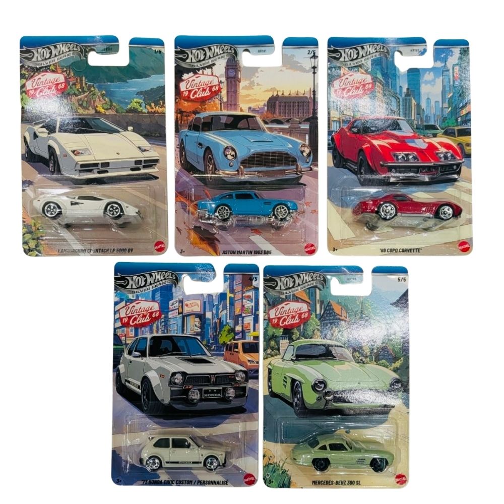 Hot Wheels Silver Series Vintage Club Set 3 - Set of 5 Cars