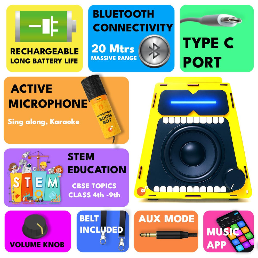 Becre8v Boom Bot DIY Bluetooth Speaker with Microphone