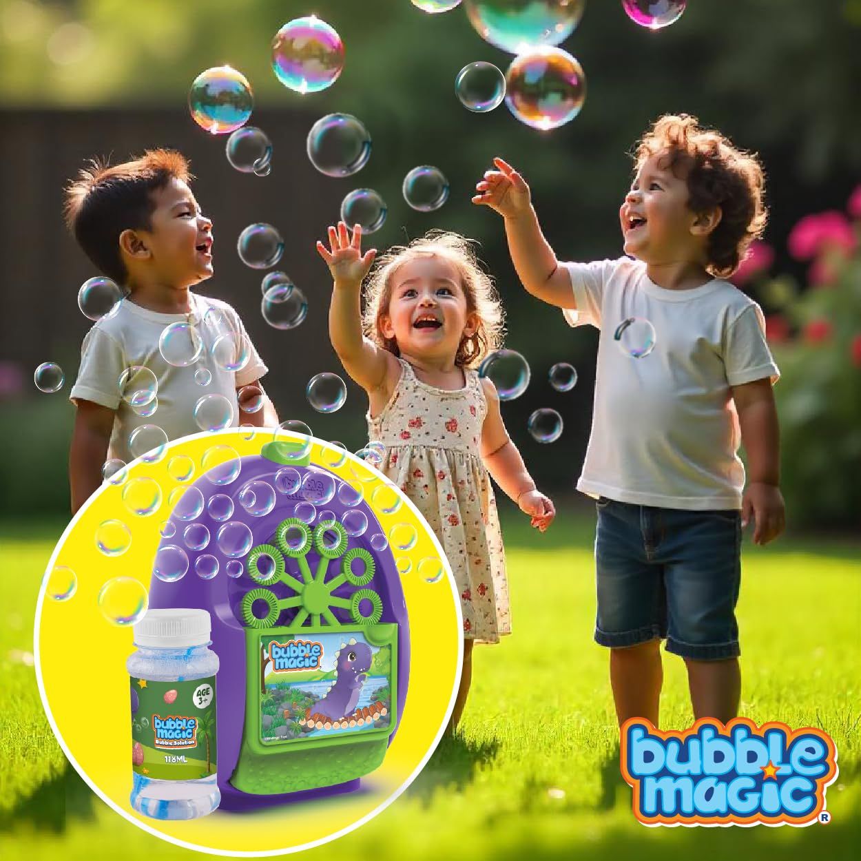 Bubble Magic Dinosaur Theme Bubble Making Machine With 118 ml Solution