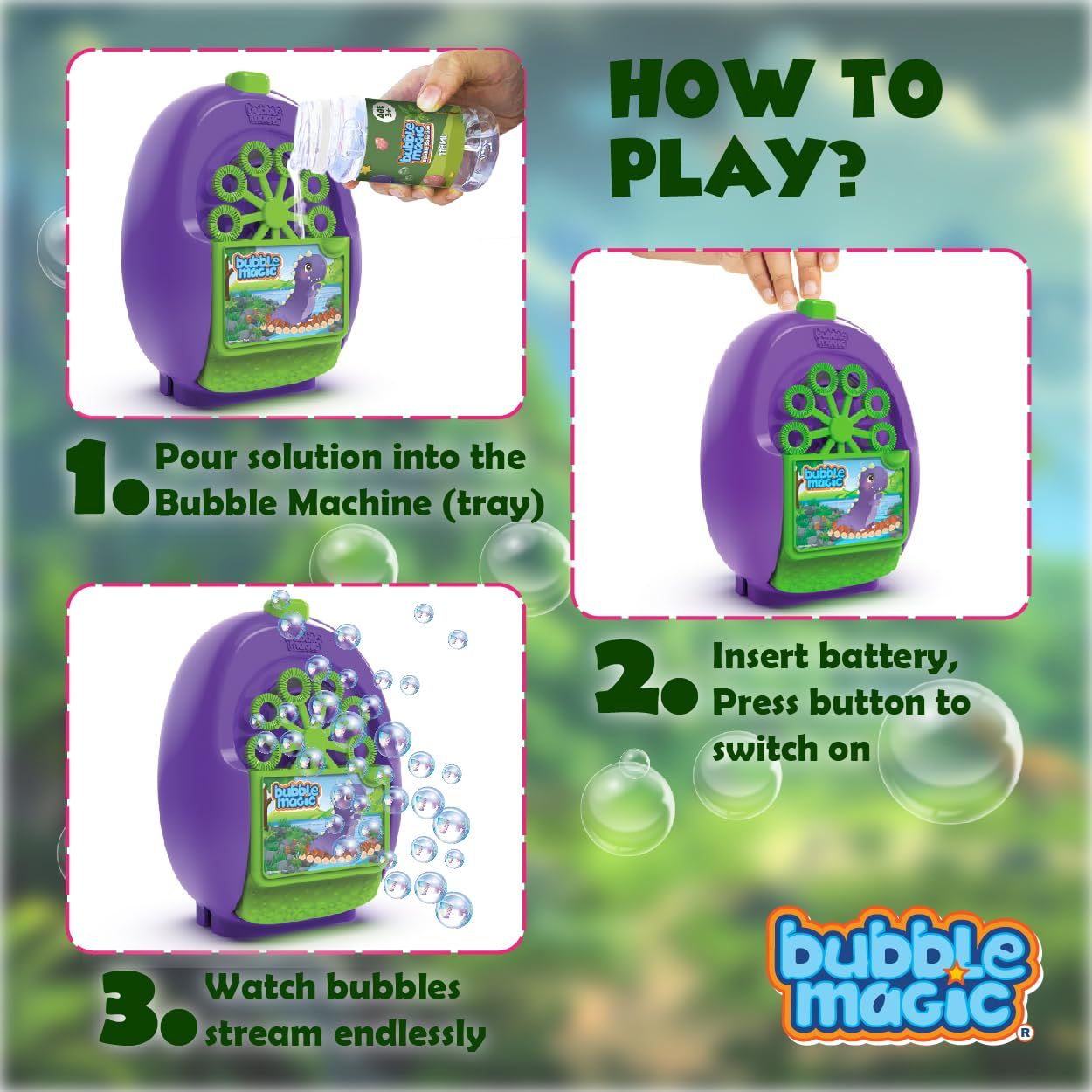 Bubble Magic Dinosaur Theme Bubble Making Machine With 118 ml Solution