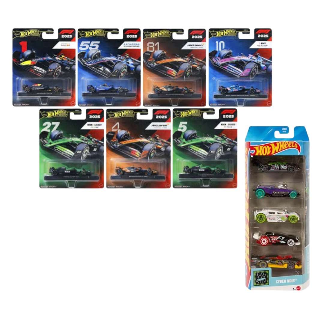 Hot Wheels Formula 1 Team - Set of 7 and 5 Car Pack - Cyber Noir