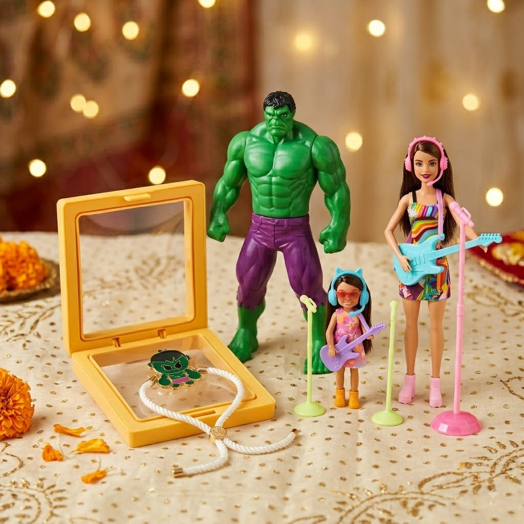 Barbie & Hulk Sibling Rakhi Combo