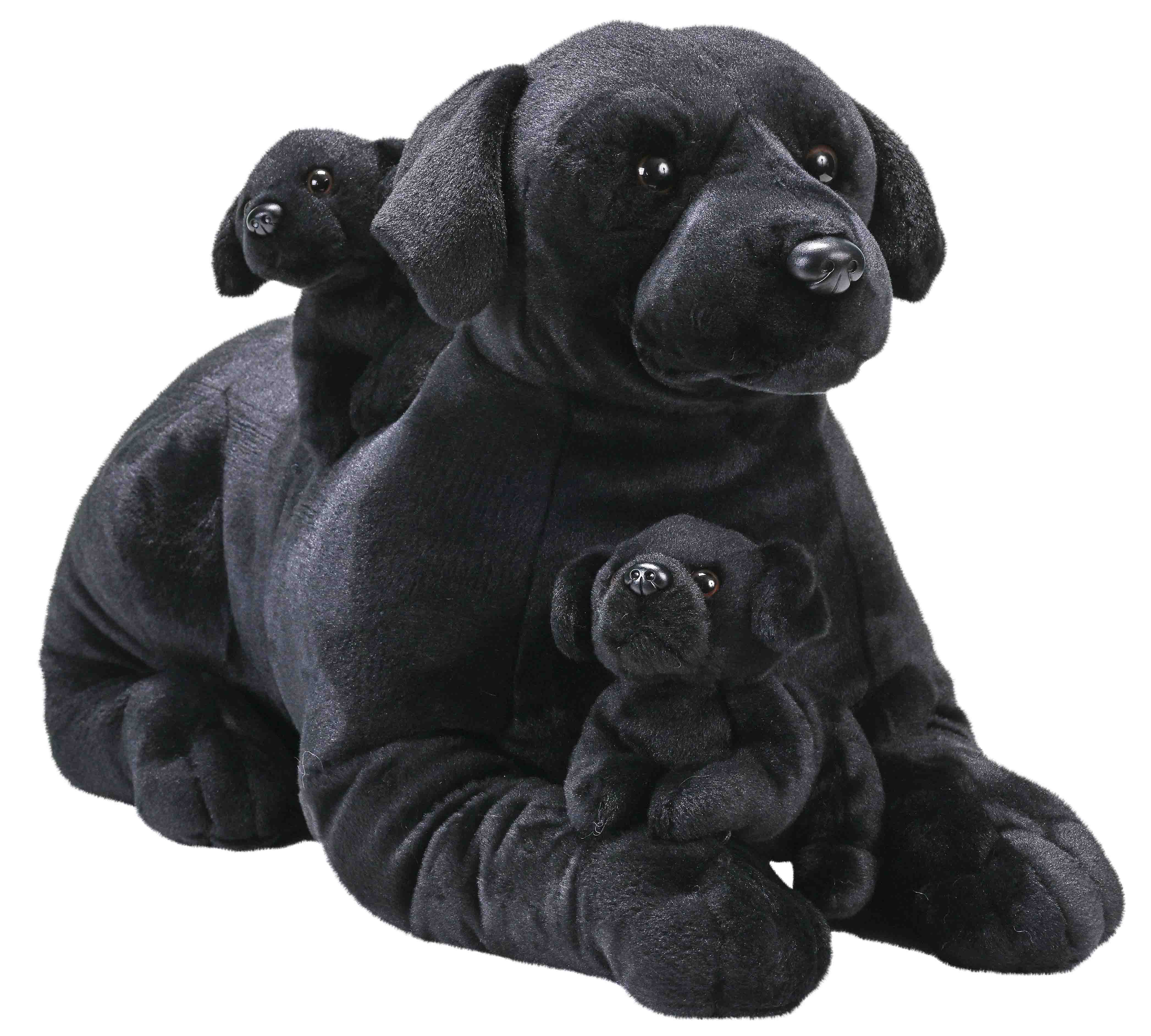 Wild Republic Cuddlekins Jumbo Mom & Puppies Black Labrador 30"