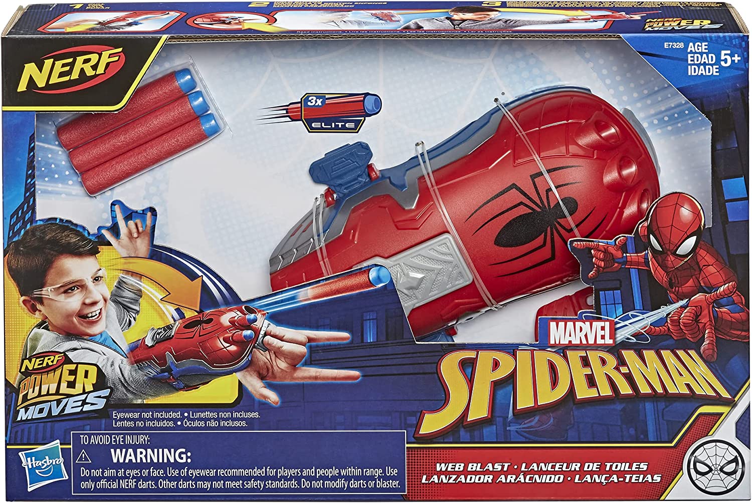 Hasbro NERF Power Moves Marvel Spider-Man Web Blast Web Shooter Dart-Launcher