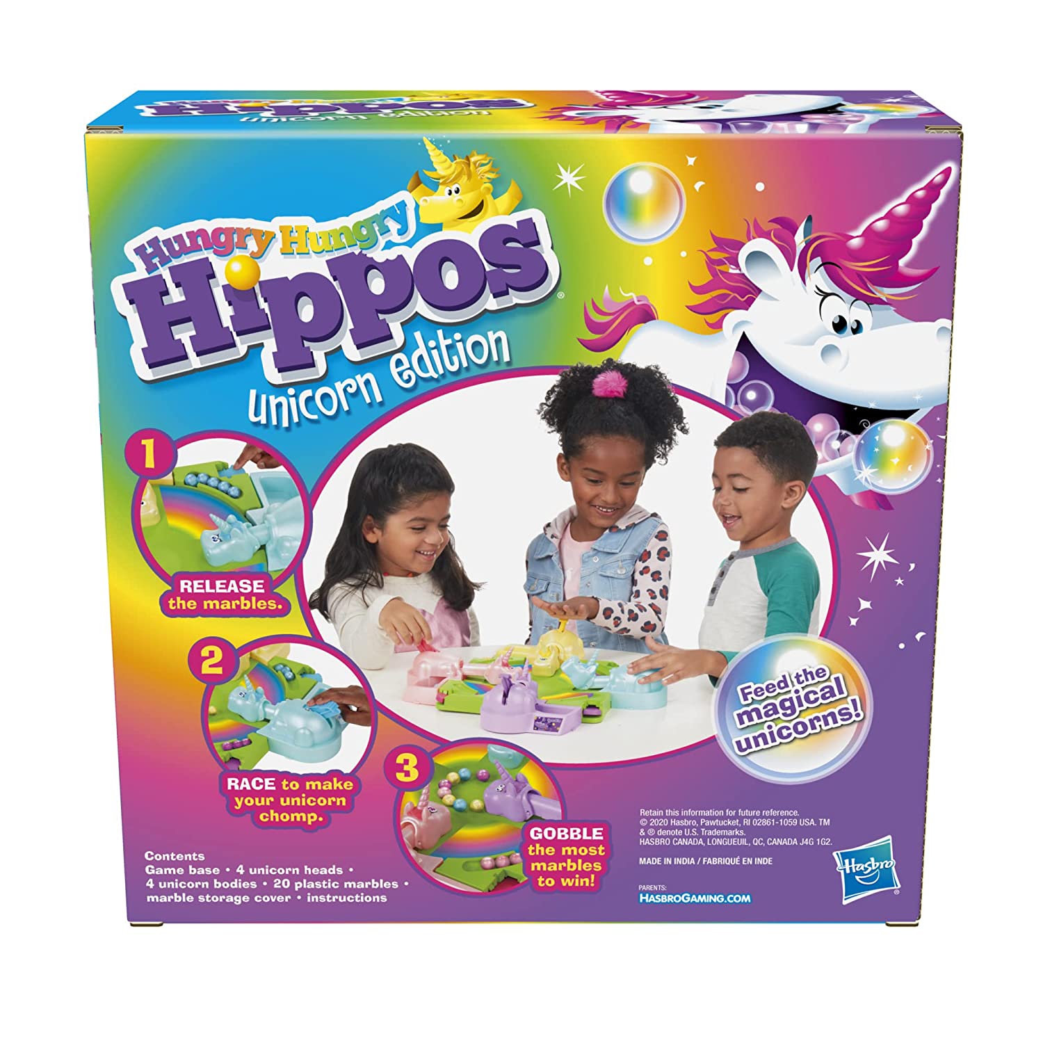 Hasbro Gaming Hungry Hungry Hippos Unicorn Edition
