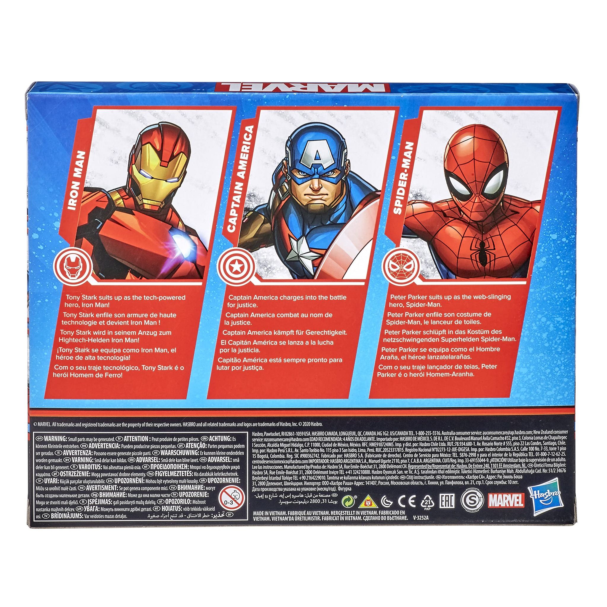 Hasbro Marvel Action Figure Toy 3-Pack Iron Man, Spider-Man, Captain America - 6 inch Figures