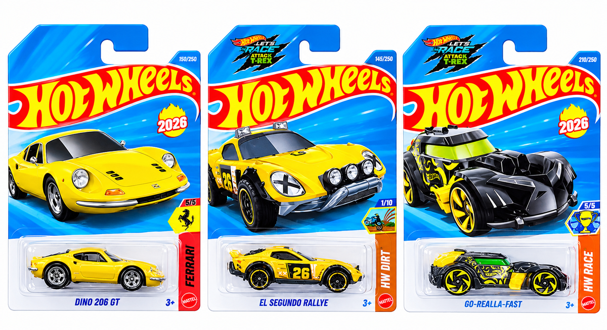 Hot Wheels Dino 206 GT, El Segundo Rallye and Go-Realla-Fast