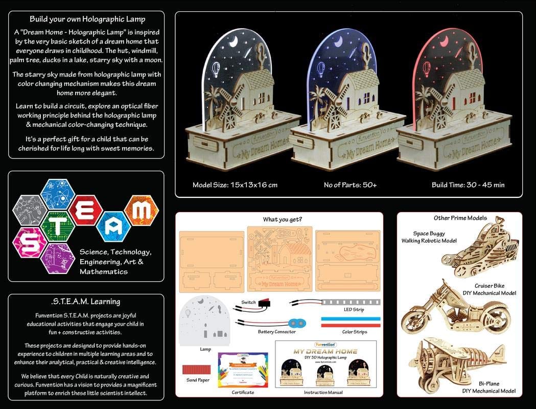 Funvention My Dream Home Build Holographic Lamp DIY Science Educational Toy