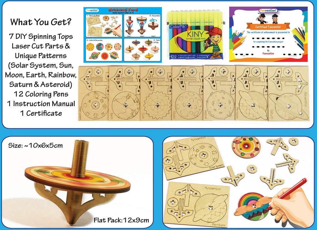 Funvention Spinning Toys Solar System Set of 7 DIY
