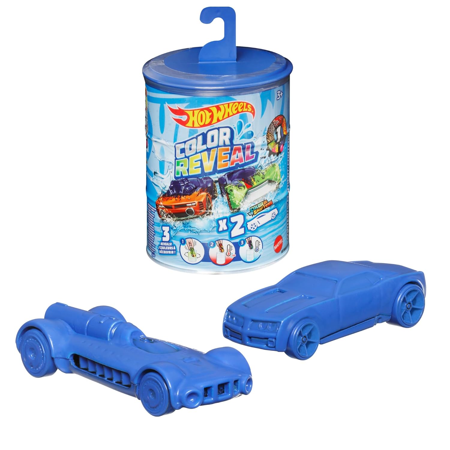 Hot Wheels Color Reveal, Set Of 2 1:64 Scale Vehicles With Surprise Reveal & Color-Change Feature