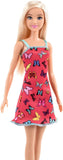 Barbie Doll With Colorful Butterfly And Barbie Logo Print Dress & Strappy Heels