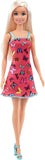 Barbie Doll With Colorful Butterfly And Barbie Logo Print Dress & Strappy Heels