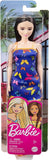 Barbie Doll With Blue Butterfly And Barbie Logo Print Dress & Strappy Heels