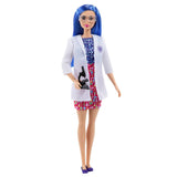Barbie Scientist Doll, Blue Hair, Color Block Dress, Lab Coat & Flats, Microscope Accessory