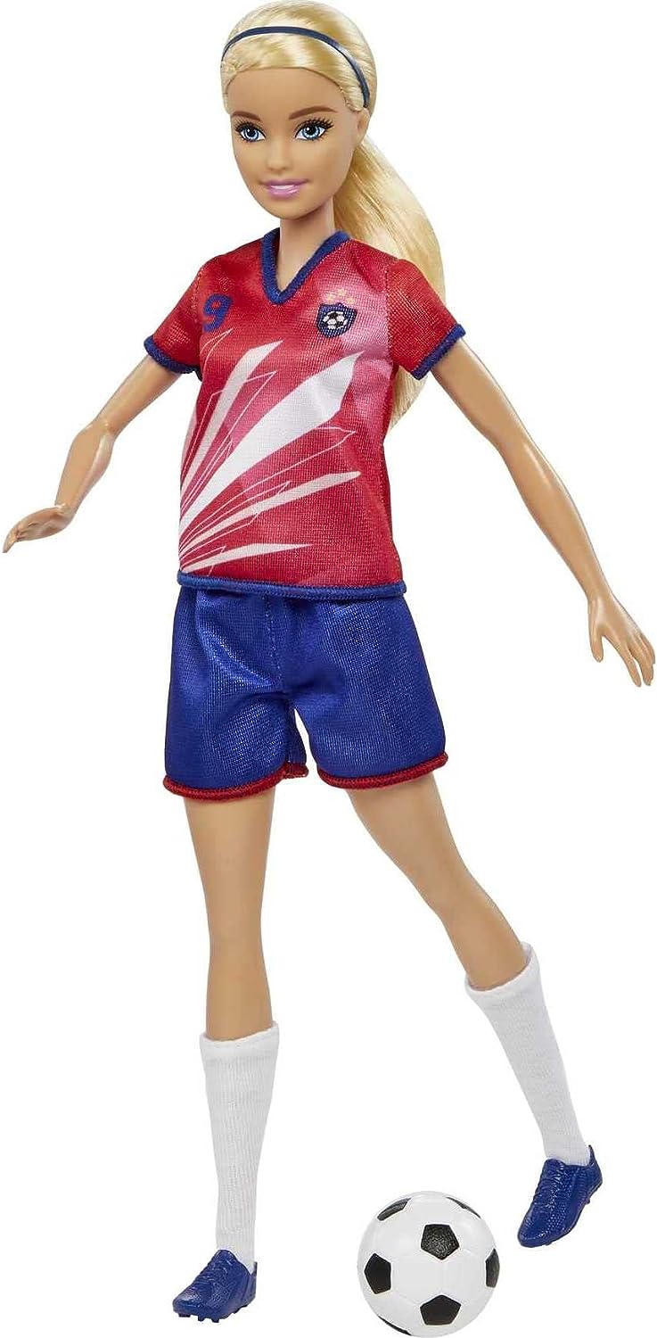 Barbie Soccer Doll, Blonde, #9 Uniform, Soccer Ball, Cleats, Socks