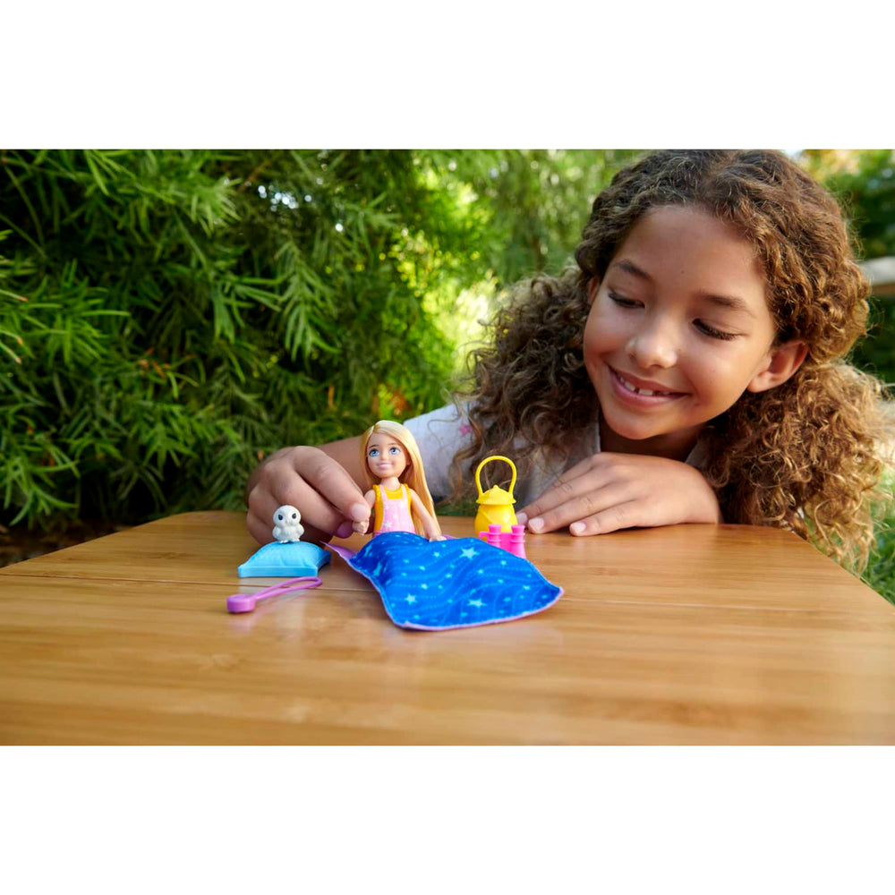Barbie It Takes Two Chelsea Camping Doll With Pet Owl & Accessories