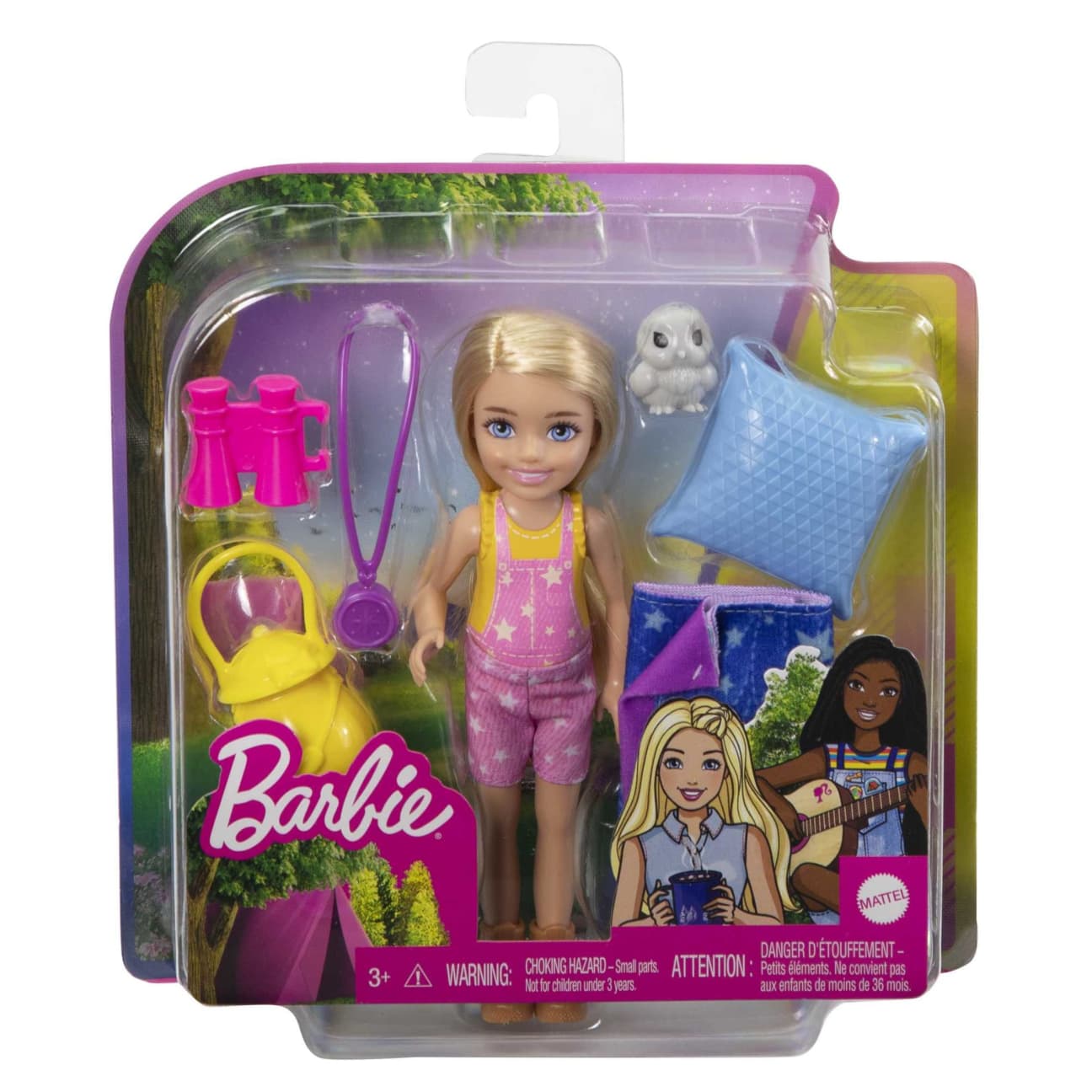 Barbie It Takes Two Chelsea Camping Doll With Pet Owl & Accessories And Barbie Camping Adventure Picture Book