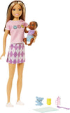 Barbie Dolls And Accessories, Skipper Doll With Baby Figure And 5 Accessories, Babysitters Inc. Playset