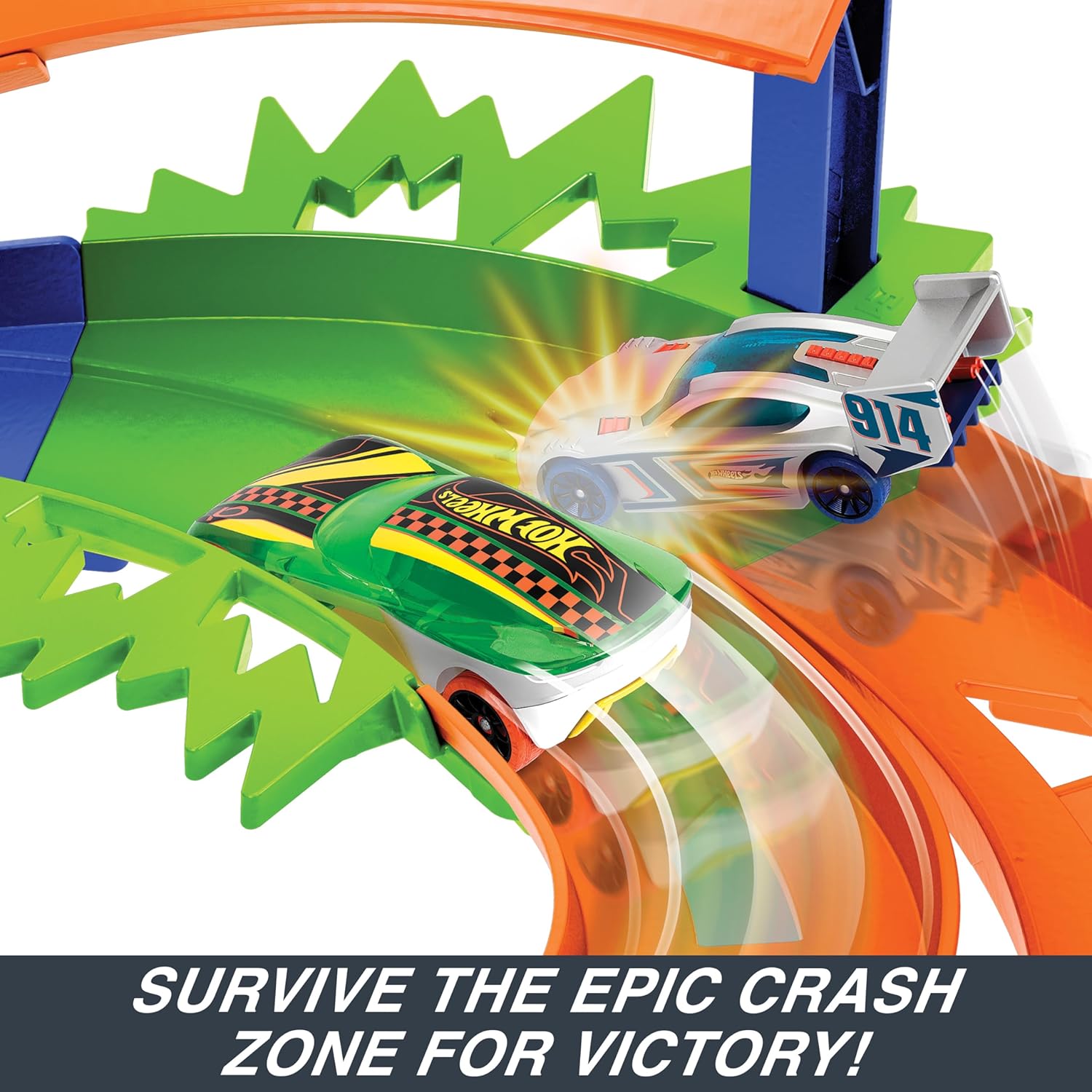 Hot Wheels Extreme Loop Circuit Set – 2 Cars, High-Speed Loops, Easy Storage!