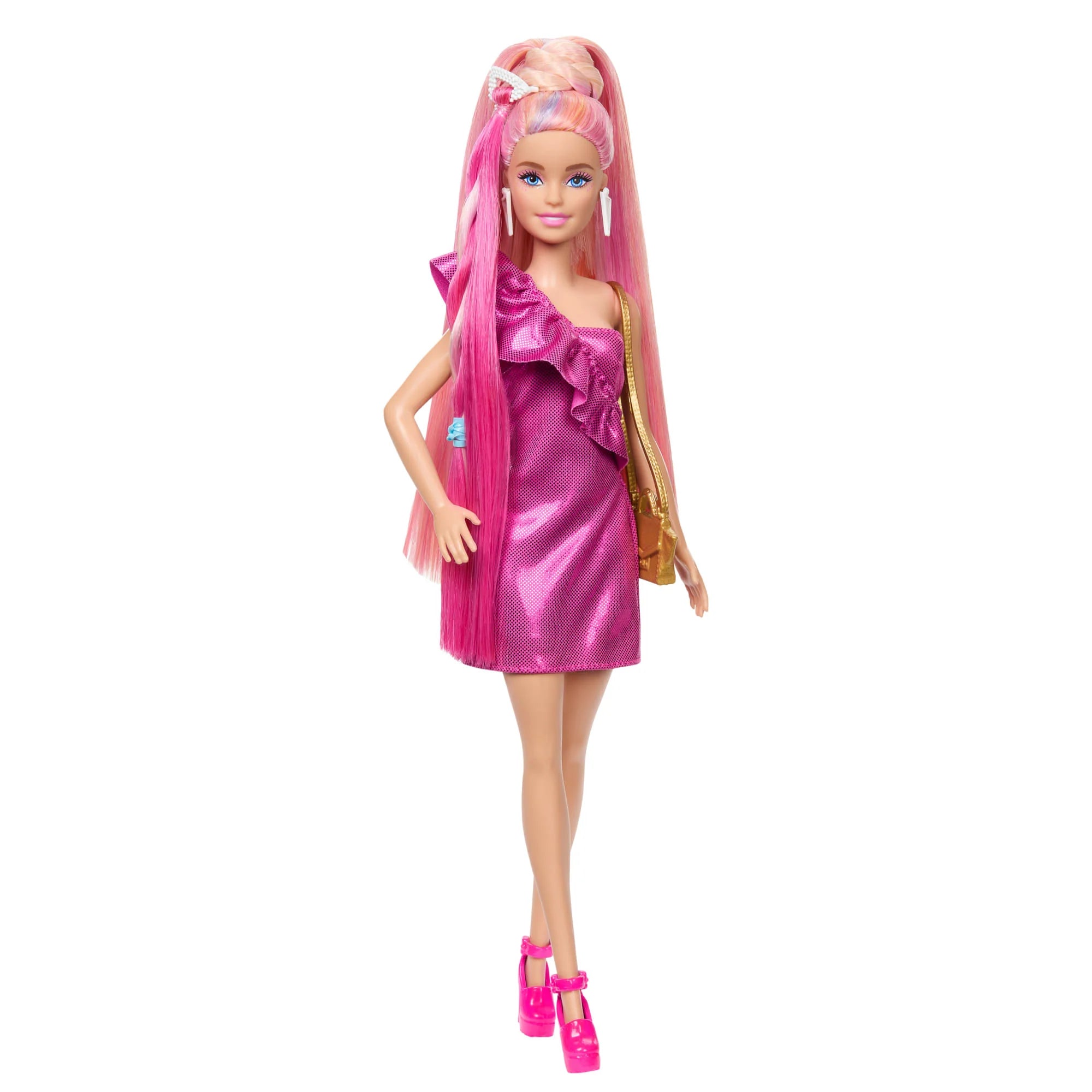 Barbie Fun & Fancy Hair Doll With Extra-Long Colorful Blonde Hair And Styling Accessories