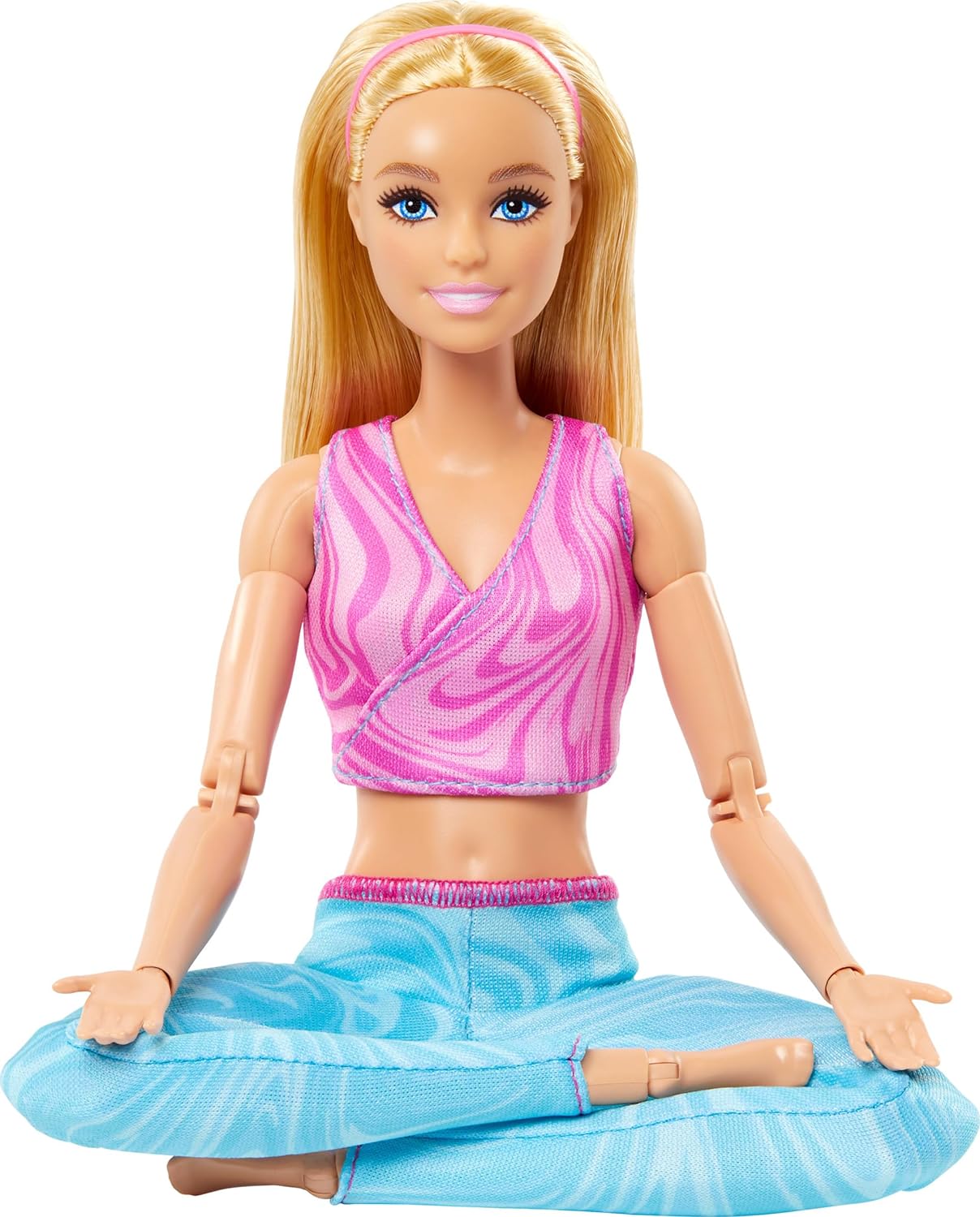 Barbie Made to Move Fashion Doll with Blonde Hair Wearing Removable Pink Sports Top & Blue Yoga Pants
