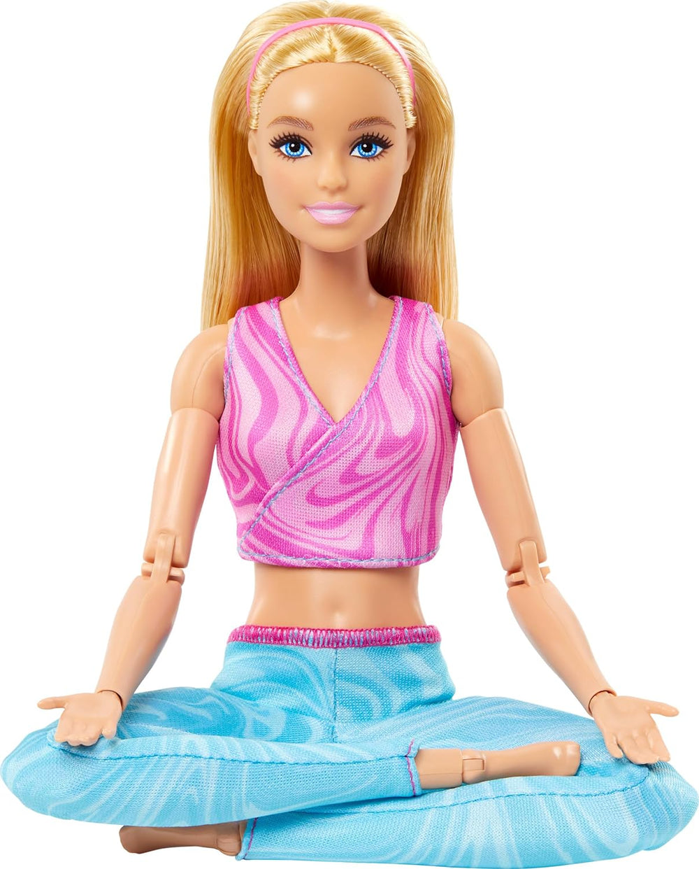 Barbie Made to Move Fashion Doll with Blonde Hair Wearing Removable Pink Sports Top & Blue Yoga Pants