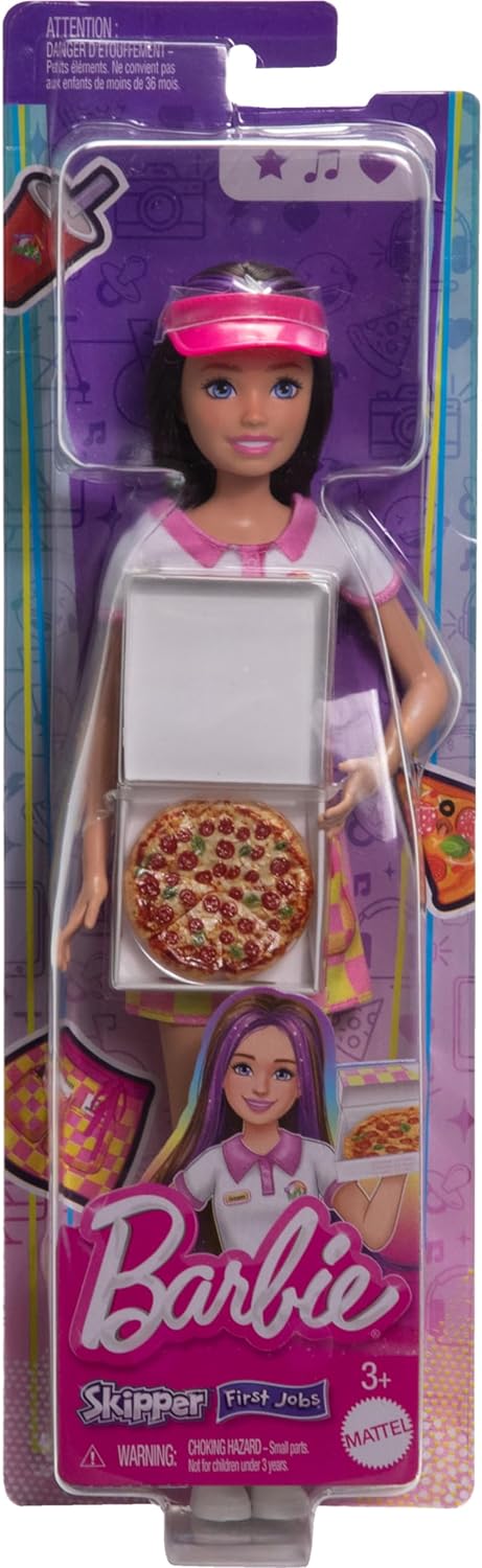 Barbie Skipper First Jobs, Pizzeria Waitress Doll With Accessories, includes Pizza & Takeout Box