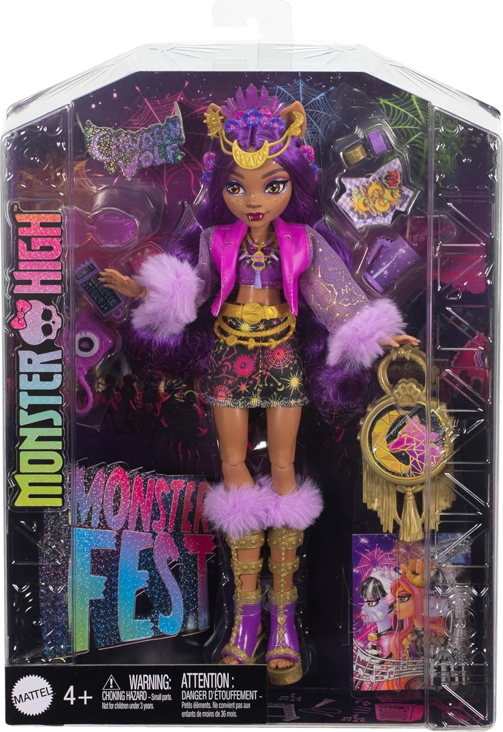 Monster High Monster Fest Clawdeen Wolf Fashion Doll With Festival Outfit, Band Poster And Accessories