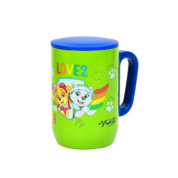 YOUP Stainless Steel Green Color Paw Patrol Love2laugh Kids Insulated Mug with Cap SORSO-PWM - 320 ml