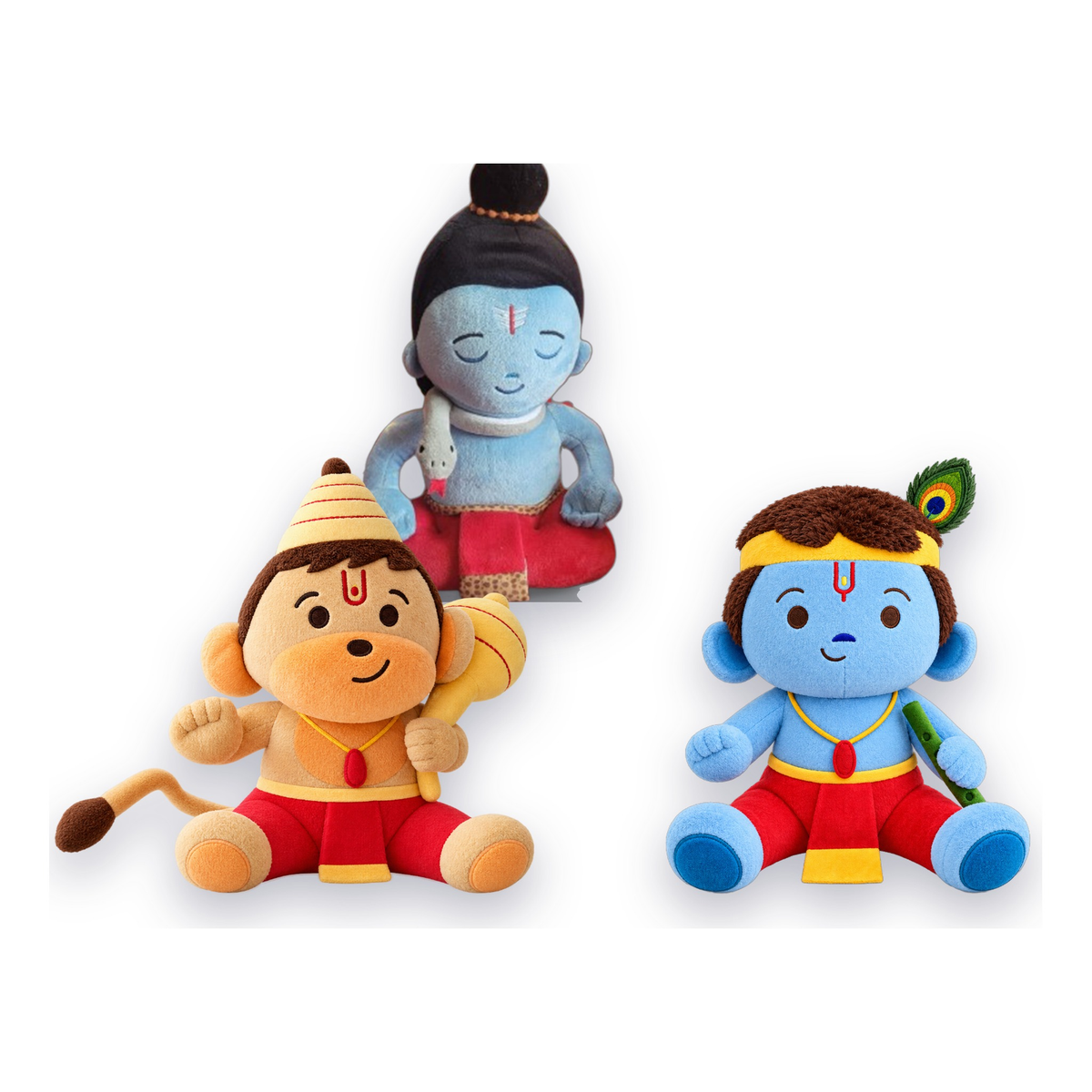 Diwali Gift Combo – Little Divine Trio: Baby Krishna, Shiv Shankar & Baby Hanuman 7 Inch Mantra Singing Soft Toys