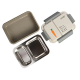 YOUP Stainless Steel Grey Color Kids Lunch Box With 2 Compartments DONUT -750 ml