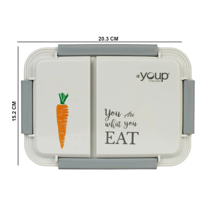 YOUP Stainless Steel Grey Color Kids Lunch Box With 2 Compartments DONUT -750 ml