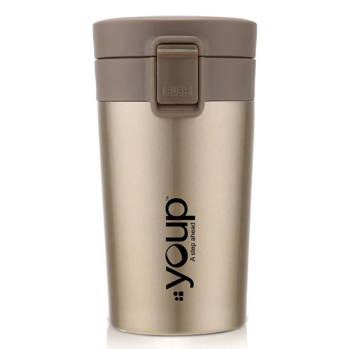 Youp Thermosteel insulated coffee mug with press to open cap YP351 - 350 ml