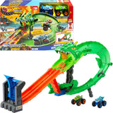 Hot Wheels Monster Trucks Sharks vs Dinos Dragon Destruction Playset & 2 Toy Trucks