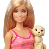 Barbie Doll, Blonde, And Playset With 3 Puppies, Bathtub And Accessories