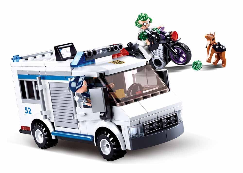 Sluban Model Bricks Police Escort Vehicle With A Police, Thief & Police Dog Mini Toy