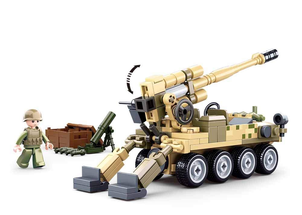 Sluban Model Bricks All Terrain Assault Vehicle With Movable Cannon & a Soldier Toy