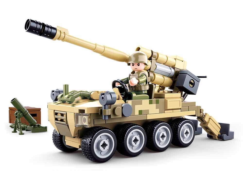 Sluban Model Bricks All Terrain Assault Vehicle With Movable Cannon & a Soldier Toy