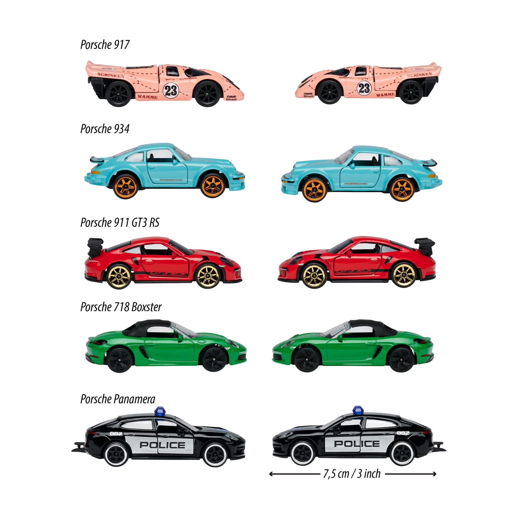 Majorette Die Cast Porsche Edition 5 Car pack