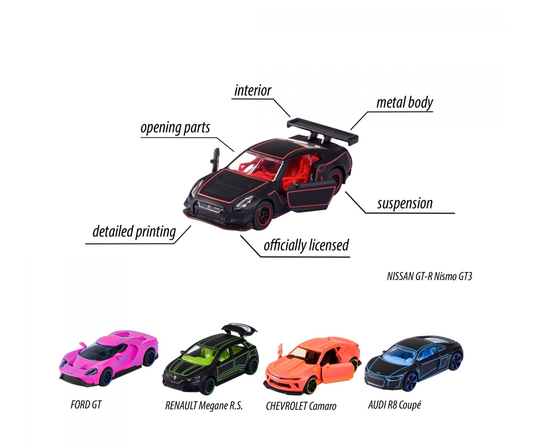Majorette Die Cast Light Racer 5 Car Gift Pack